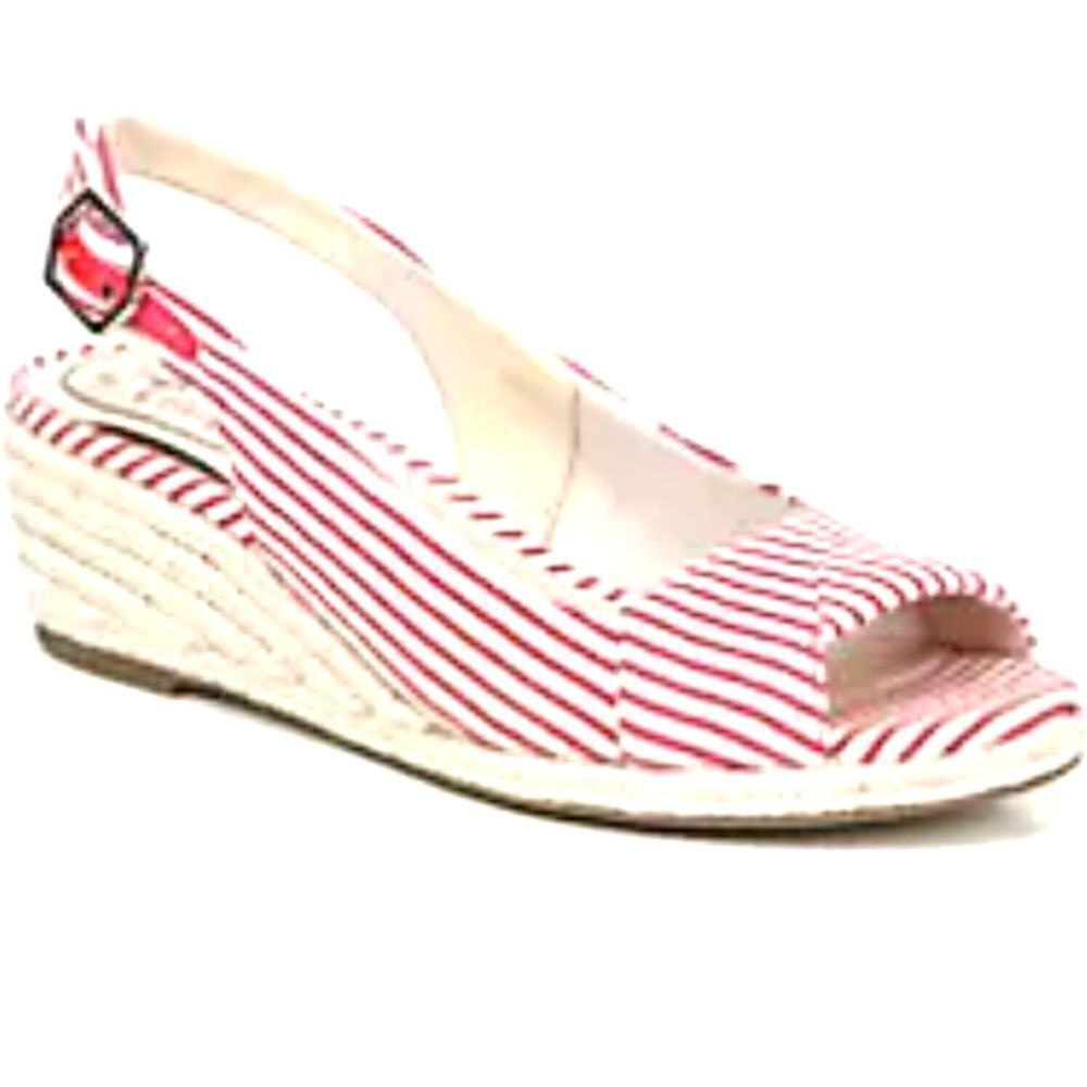 Lifestride Women’s Socialite Espadrille Wedge, Red & White, Size 11